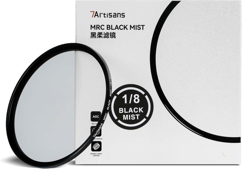 7artisans Black Mist Filter 1/8 Aluminum Alloy Natural Soft Diffuser Effect Dream Cinematic Effect Soft Focus Optical Glass Filter (46mm) - Image 1